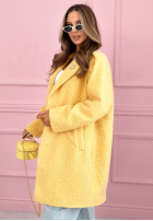 Długi Mantel kożuszek z kołnierzem Create The Impossible Puderrosa