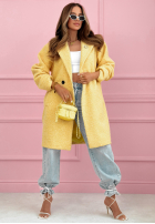 Długi płaszcz kożuszek z kołnierzem Create The Impossible pudrowy róż