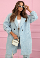 Długi Mantel kożuszek z kołnierzem Create The Impossible Puderrosa