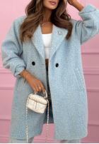 Długi Mantel kożuszek z kołnierzem Create The Impossible Puderrosa