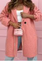 Długi Mantel kożuszek z kołnierzem Create The Impossible Puderrosa