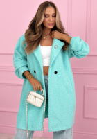 Długi płaszcz kożuszek z kołnierzem Create The Impossible pudrowy róż