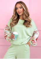 Sweat Set Sweatshirt i Hose masełko z kwiecistymi rękawami Just One Look Rosa 1