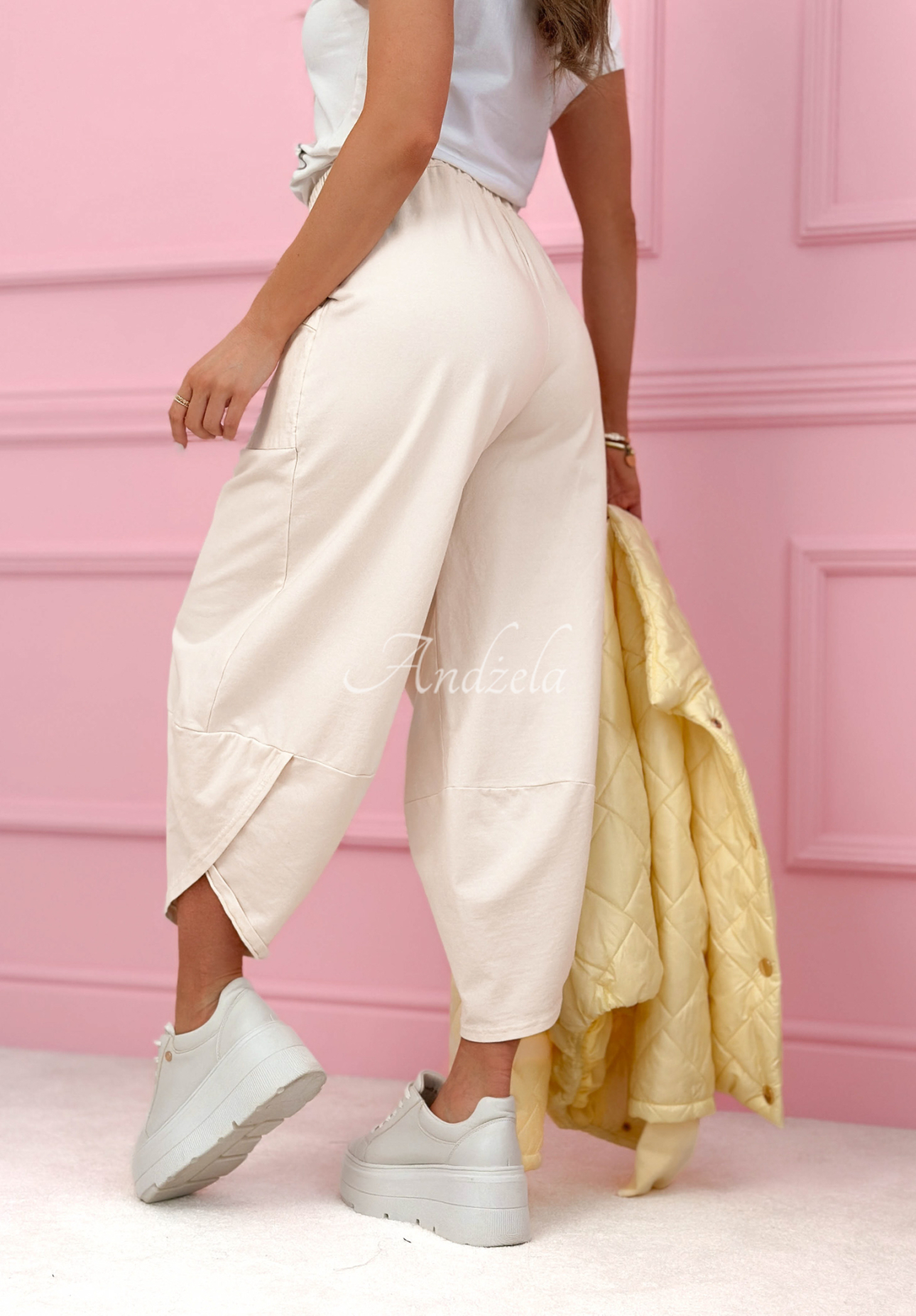 Cotton balloon pants with pockets Only Sunny Days light beige