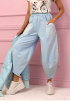 Materiałowe spodnie z kieszeniami i ściągaczami Only Sunny Days żółte