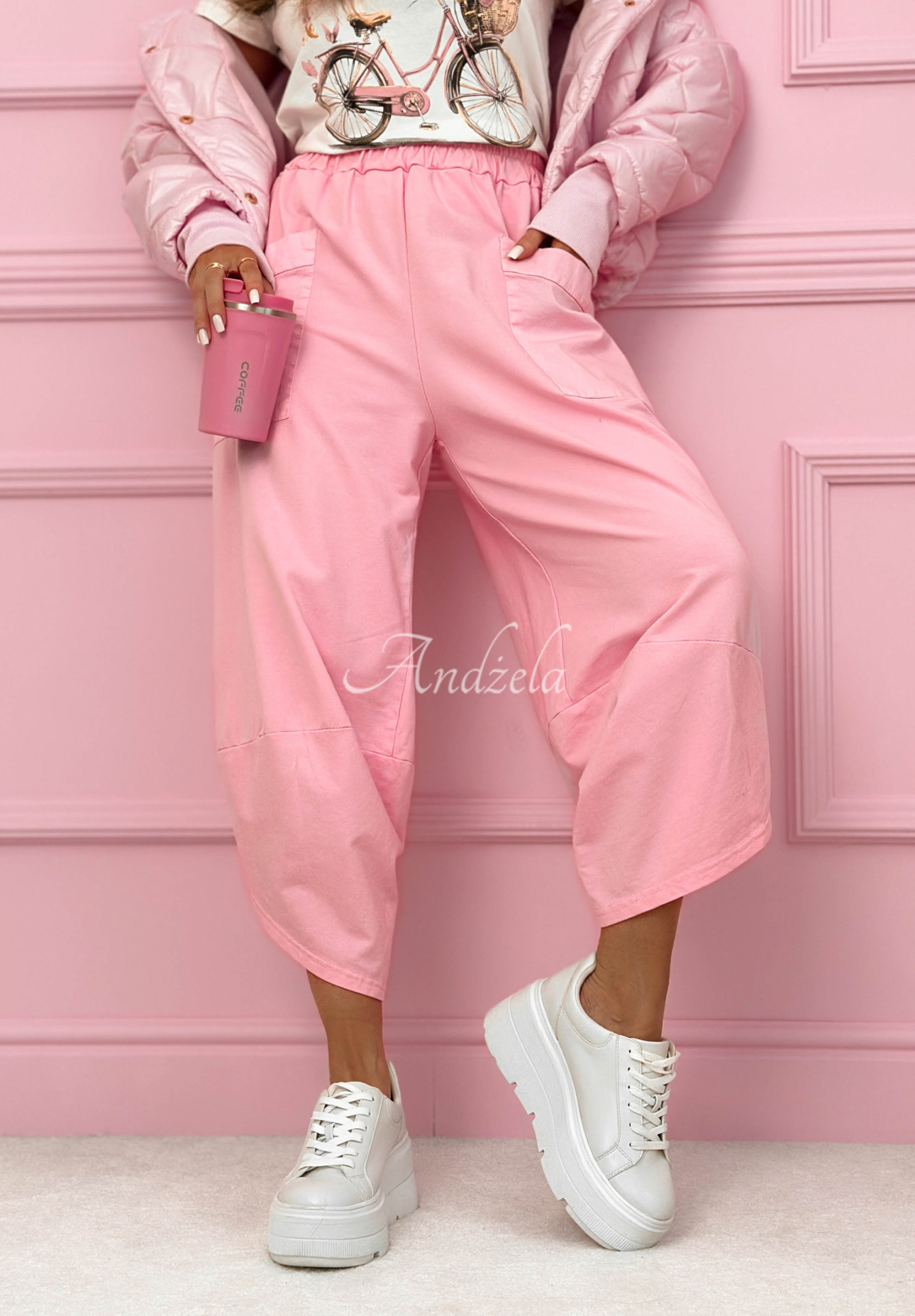 Cotton balloon pants with pockets Only Sunny Days pink