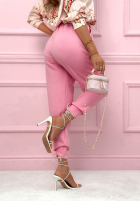 Material Hose joggery z paskiem I Chose It Schwarz