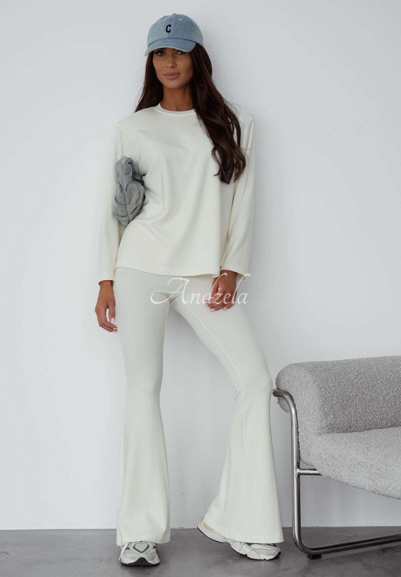 Baumwollbluse mit langen Ärmeln Nicole Ecru