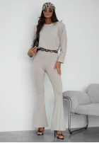 Bawełniany Sweat Set Sweatshirt i Hose dzwony Nicole Ecru