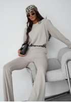 Bawełniany Sweat Set Sweatshirt i Hose dzwony Nicole Ecru