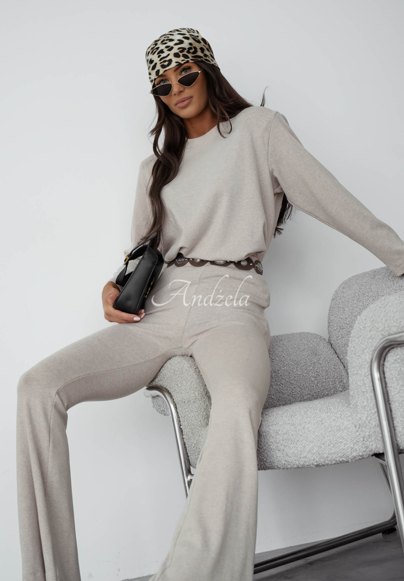 Nicole beige cotton long-sleeved blouse