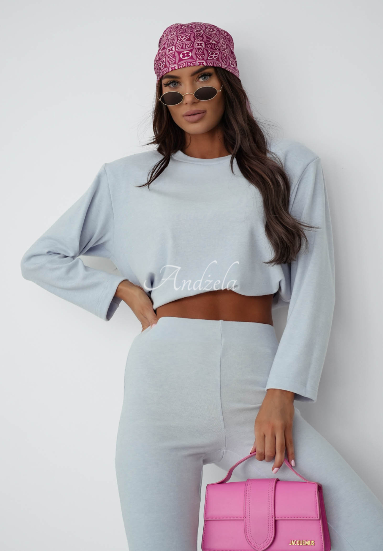Nicole sky blue cotton long-sleeved blouse