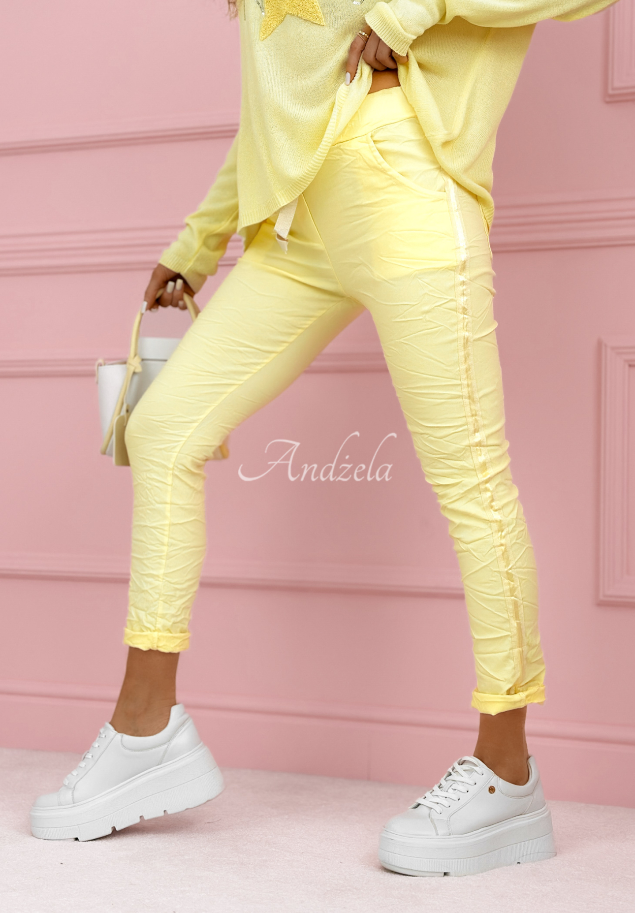 Viscose pants with stripes The Spring Begins yellow