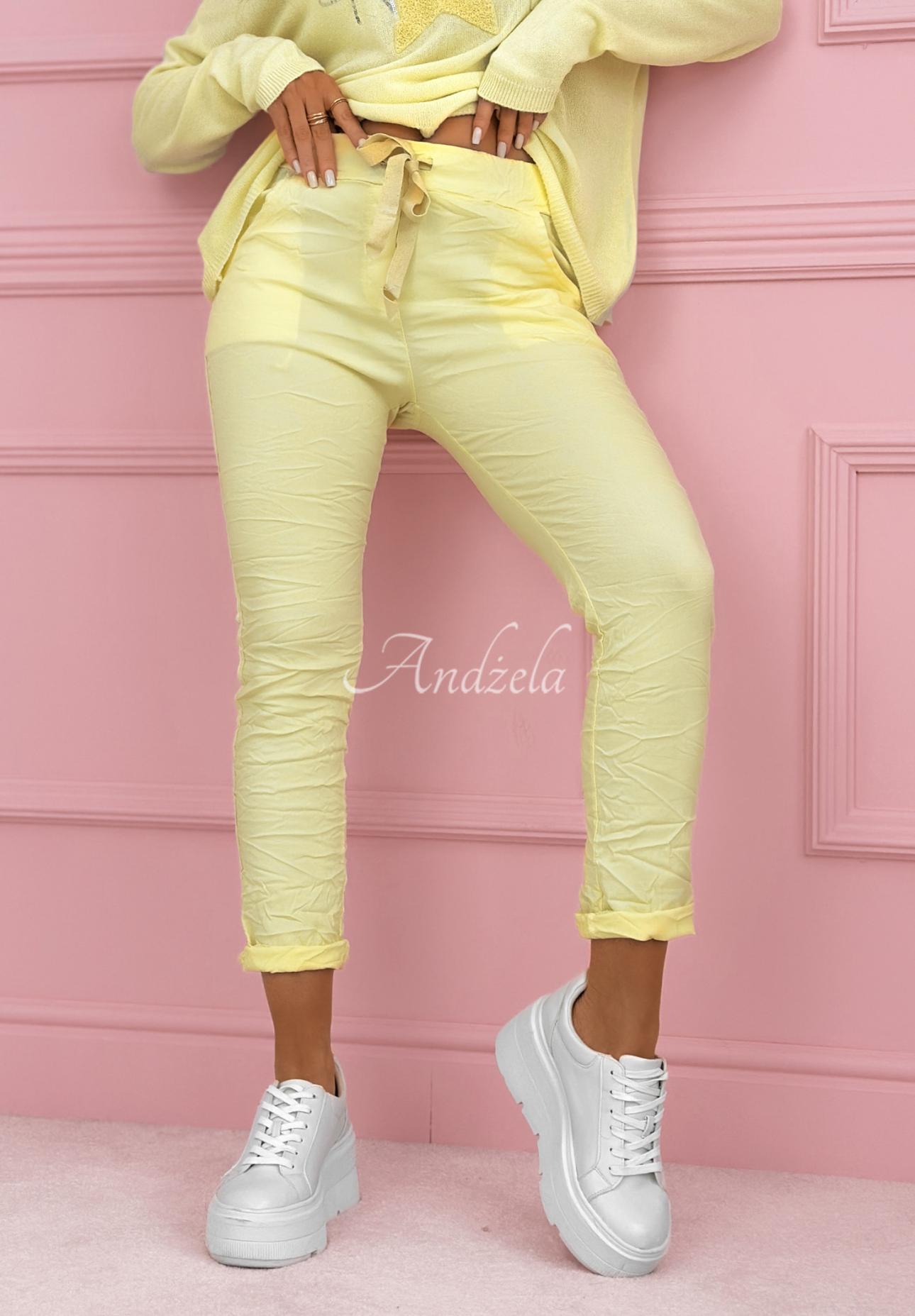 Viskosehose mit Streifen The Spring Begins Gelb