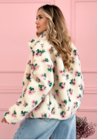 Jacke polarowa ze stójką w kwiaty Flower Fluffs Beige