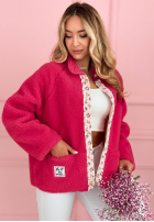 Krótka Jacke kożuszek z kwiecistą podszewką Lilianna Ecru