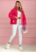 Krótka Jacke kożuszek z kwiecistą podszewką Lilianna Ecru