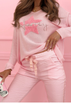 Bluzka z ozdobną aplikacją The Spring Begins różowa