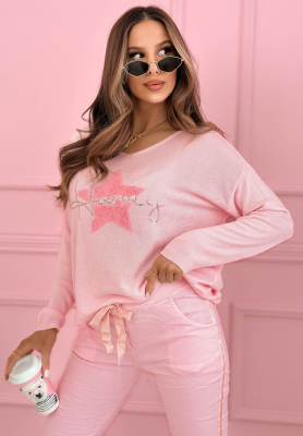 Pullover mit dekorativer Applikation aus Modal und Viskose The Spring Begins Rosa
