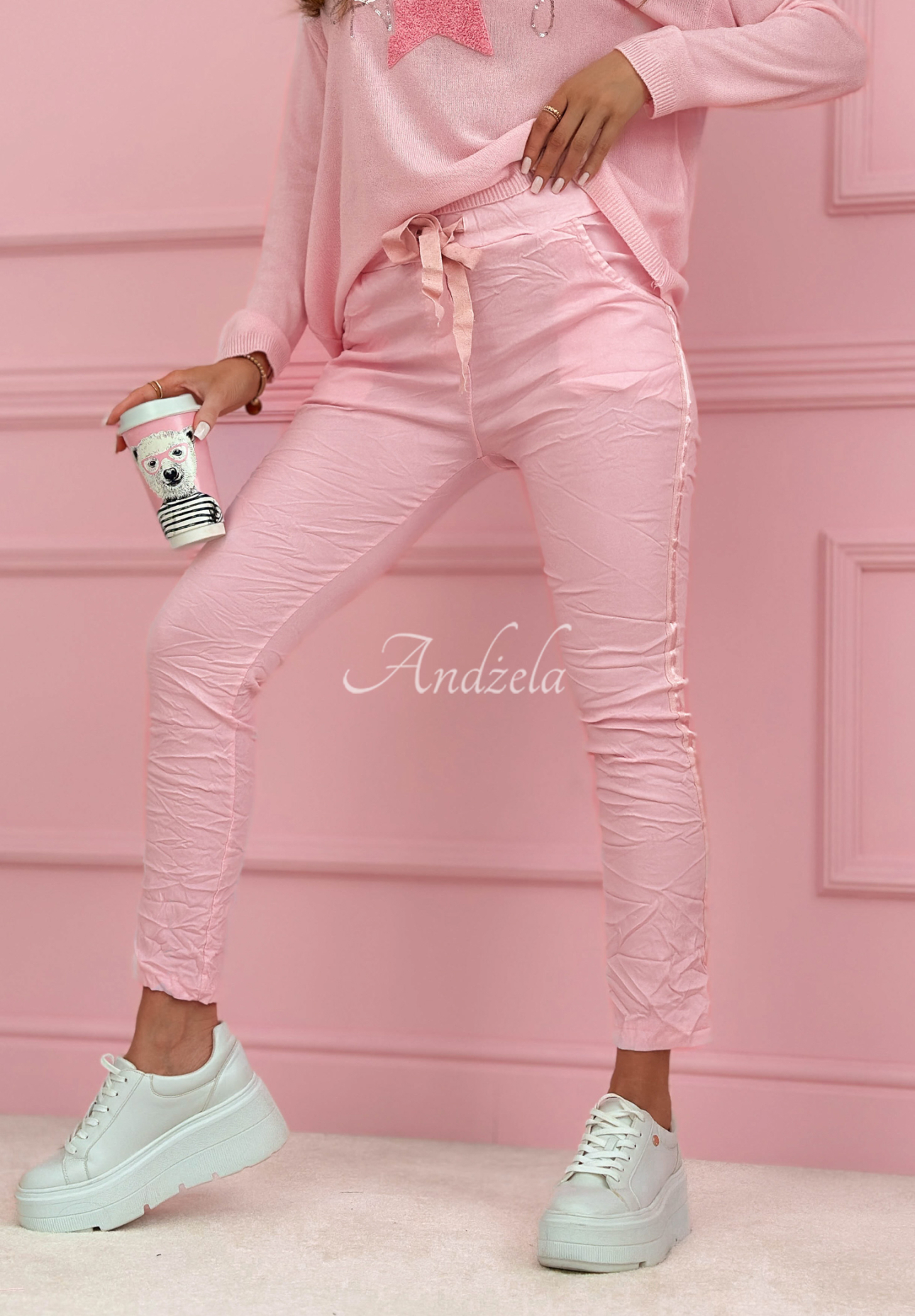 Viskosehose mit Streifen The Spring Begins Rosa