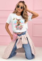 Baumwoll-T-Shirt mit Aufdruck Crazy Dogs Weiß