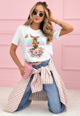 Cotton T-shirt with Crazy Dogs print, white