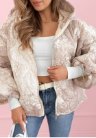 Pikowana Jacke z kapturem oversize Mit Muster Blooming Hope Blau