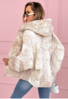 Pikowana Jacke z kapturem oversize Mit Muster Blooming Hope Blau