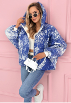Pikowana Jacke z kapturem oversize Mit Muster Blooming Hope Blau