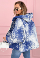 Pikowana Jacke z kapturem oversize Mit Muster Blooming Hope Blau