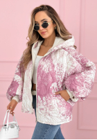 Pikowana Jacke z kapturem oversize Mit Muster Blooming Hope Blau