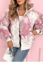 Pikowana Jacke z kapturem oversize Mit Muster Blooming Hope Blau