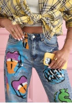 Hose Jeans straight z nadrukami Kiss Off Blau