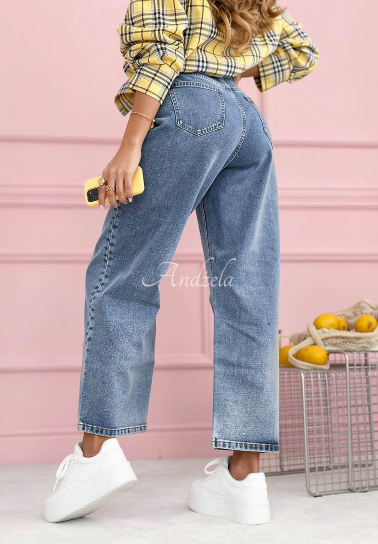 Straight-Jeans mit Aufdrucken Kiss Off Blau