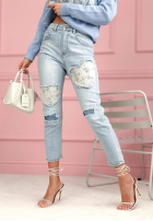 Hose jeanowe skinny z naszywkami My Big Heart Hellblau