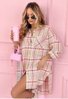 Długa Hemd oversize w kratę Feeling Springy Puderrosa