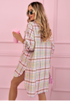 Długa Hemd oversize w kratę Feeling Springy Puderrosa