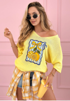 Leicht Pullover z nadrukiem Lemon Bow Rosa