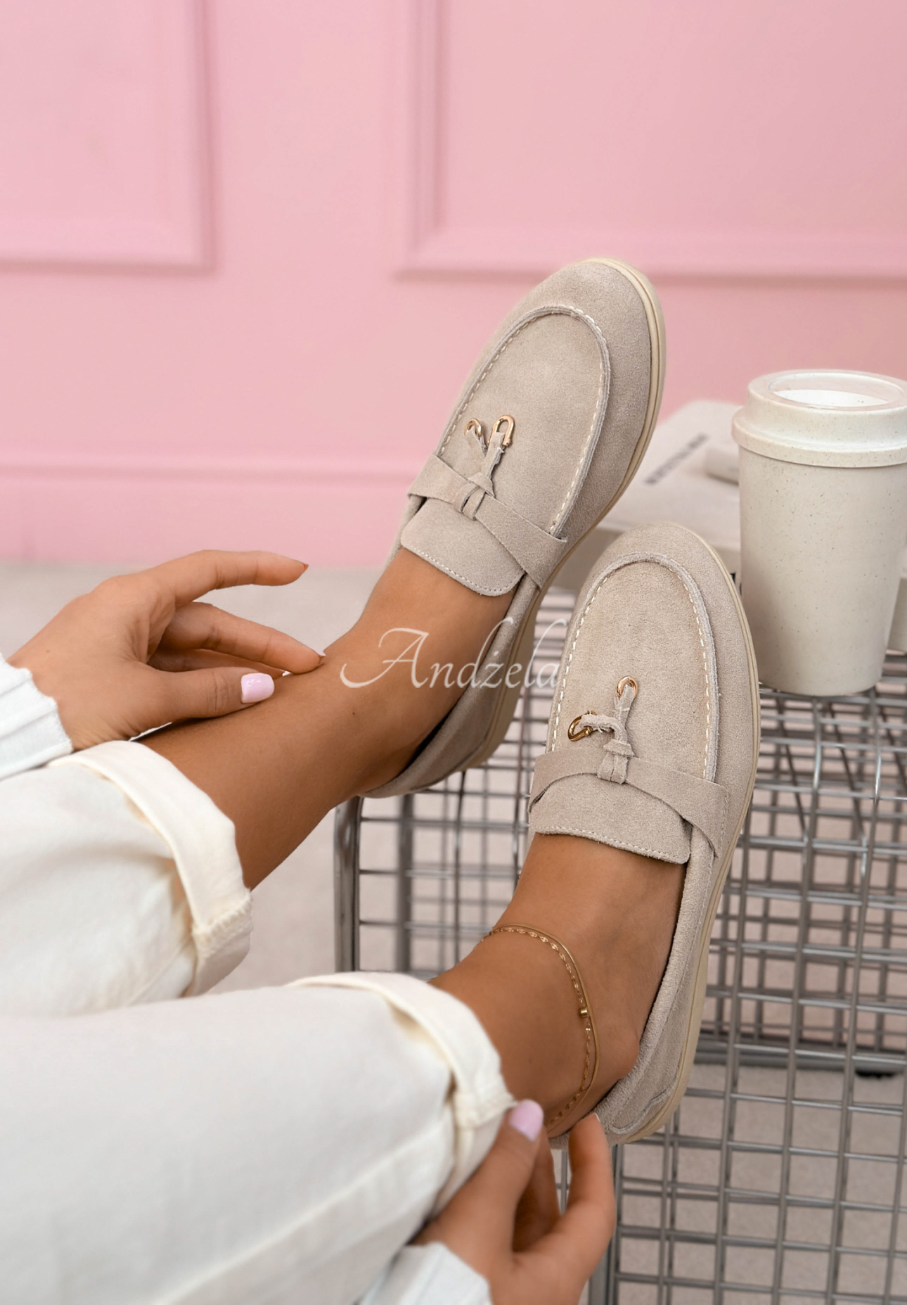 Wildleder-Loafer Margot Beige