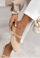 Zamszowe balerinki z paskiem Vivienne pudrowy róż