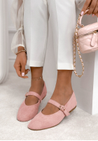 zamszowe balerinki z paskiem Vivienne Puderrosa