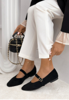 zamszowe balerinki z paskiem Vivienne Puderrosa