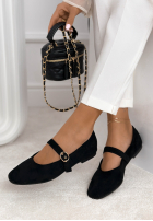 zamszowe balerinki z paskiem Vivienne Puderrosa