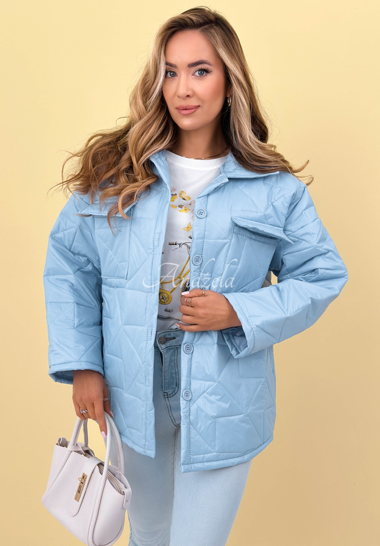 Gesteppte Jacke mit Kragen und Taschen Sunflower Himmelblau