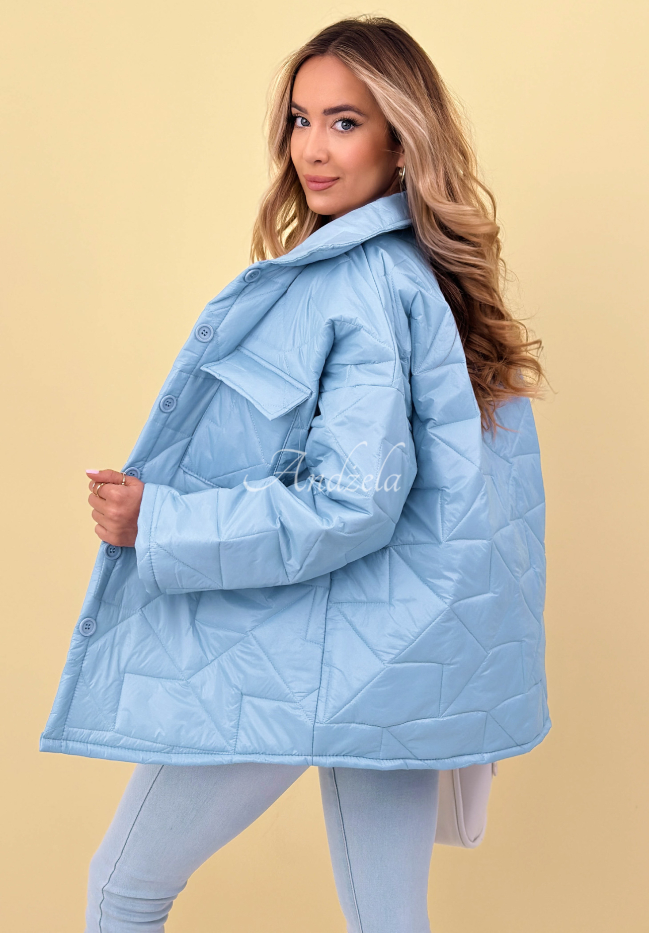 Gesteppte Jacke mit Kragen und Taschen Sunflower Himmelblau