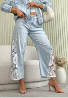 Hose Jeans mom fit z koronką Lacy Tracy Hellblau