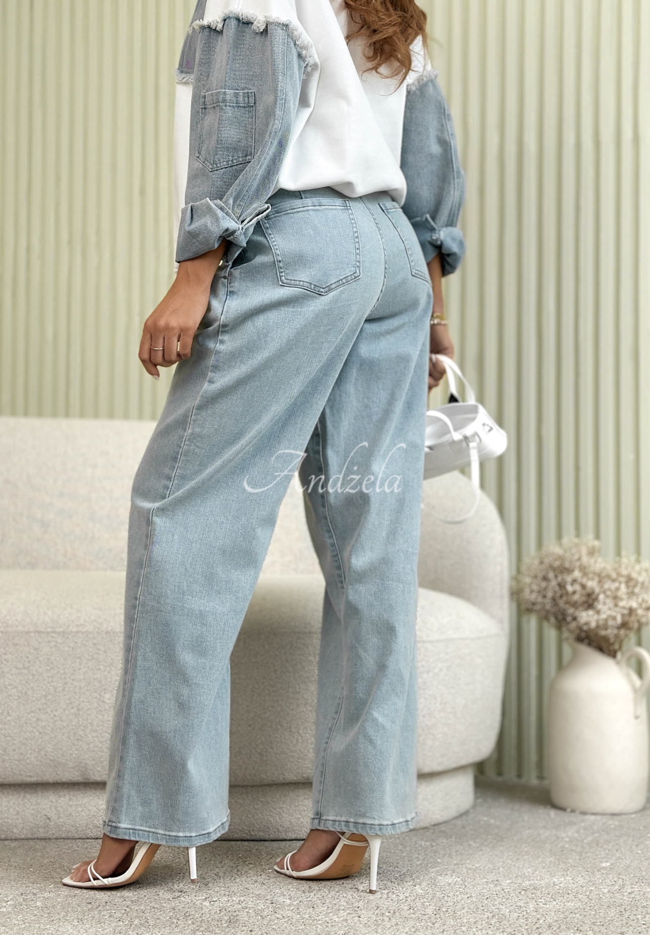 Stay For Now light blue wide-leg jeans with pleats