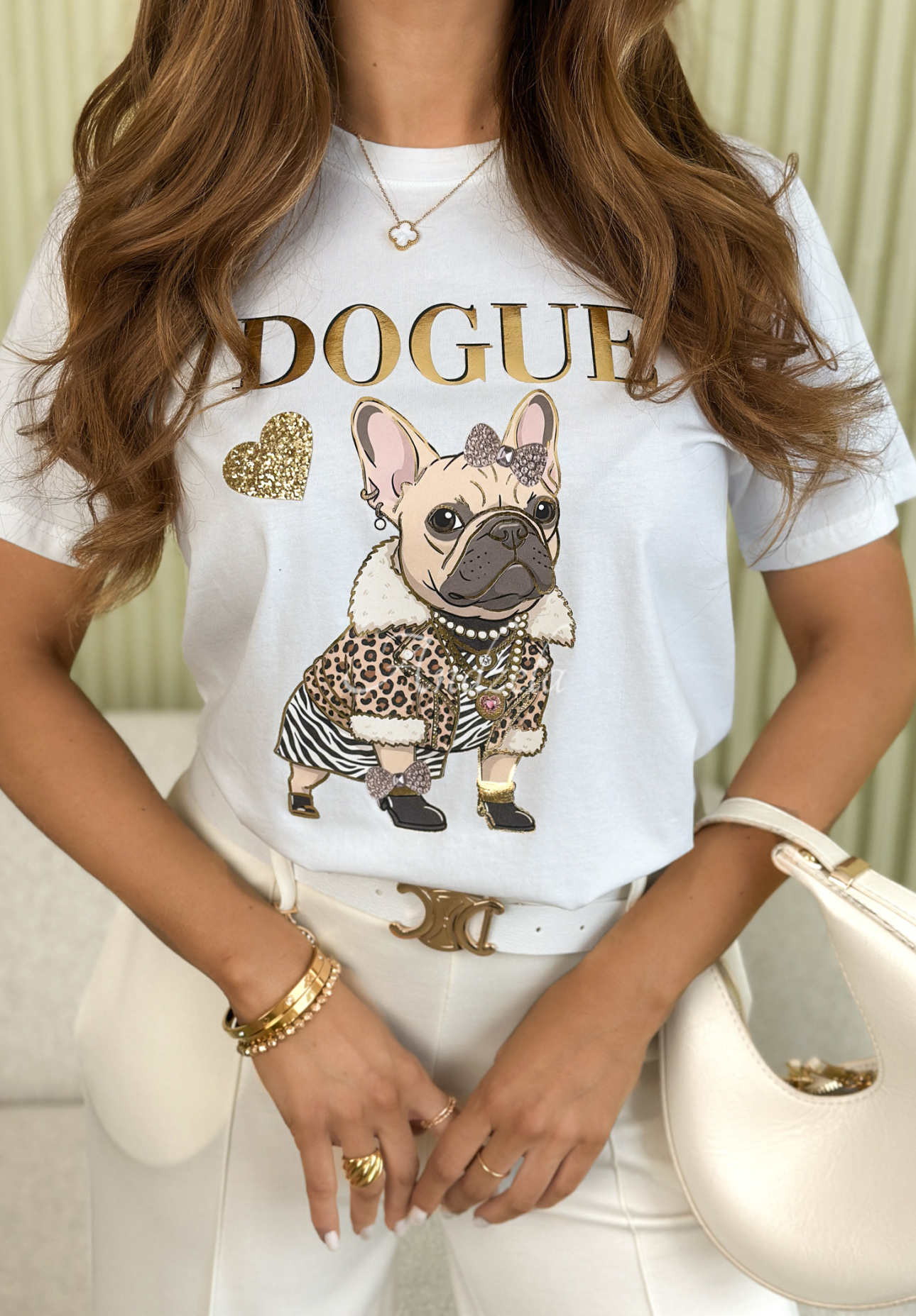 Baumwoll-T-Shirt mit Aufdruck Dogue Weiß
