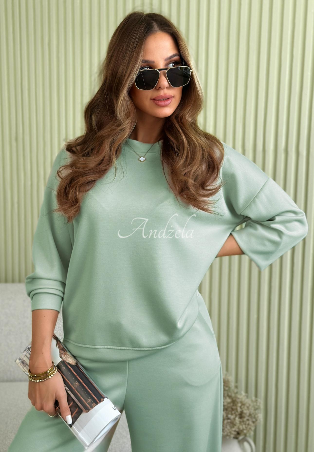 Just Think sage butter tracksuit set