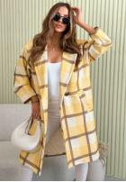 Długi Mantel oversize w kratę Ismeray żółto-Schokoladenbraun